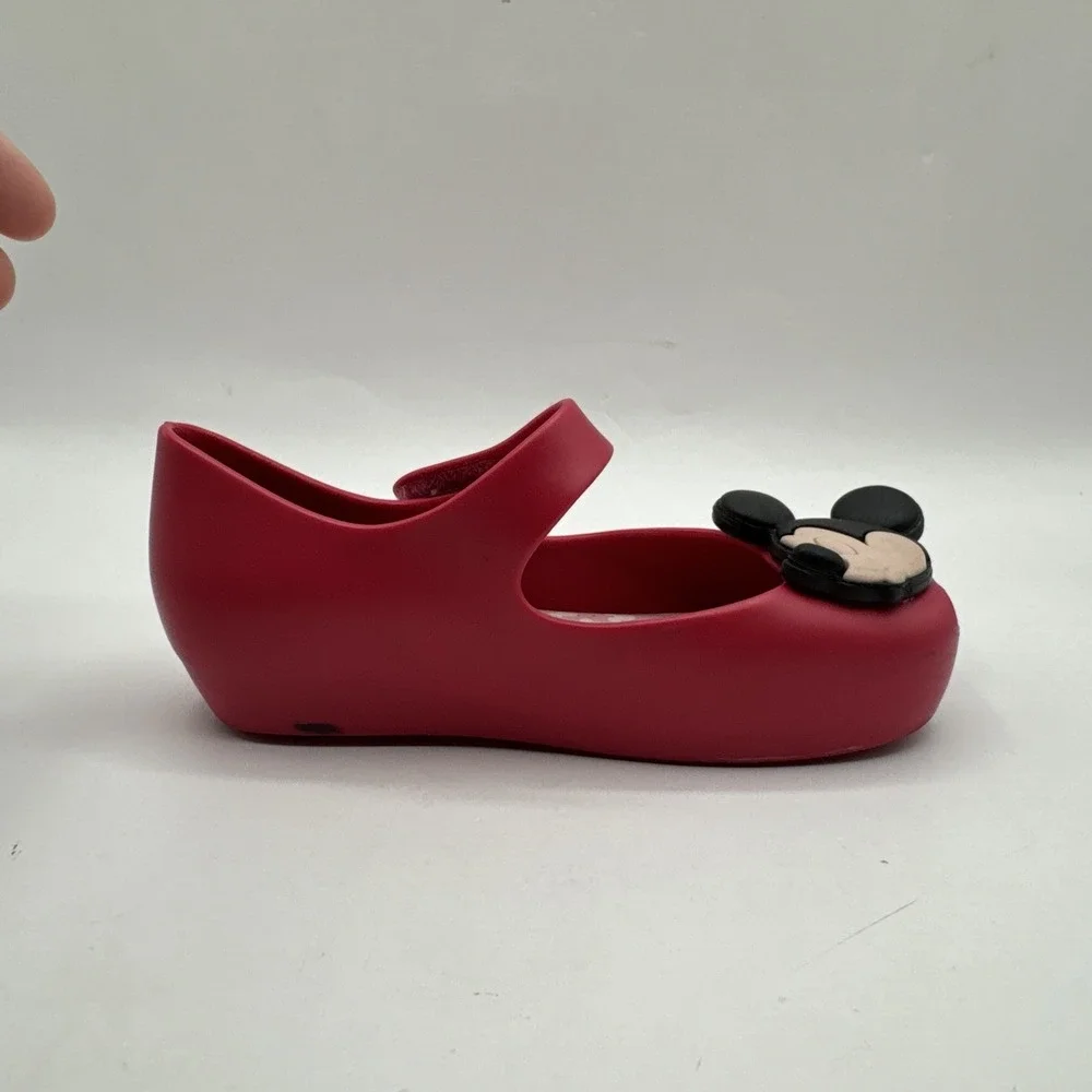 Mini Melissa + Disney Mickey & Minnie Kissing Mary Jane Shoes Pink Girls Size 8